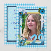 29e uitnodiging voor verjaardagsfeest op foto (Voorkant / Achterkant)