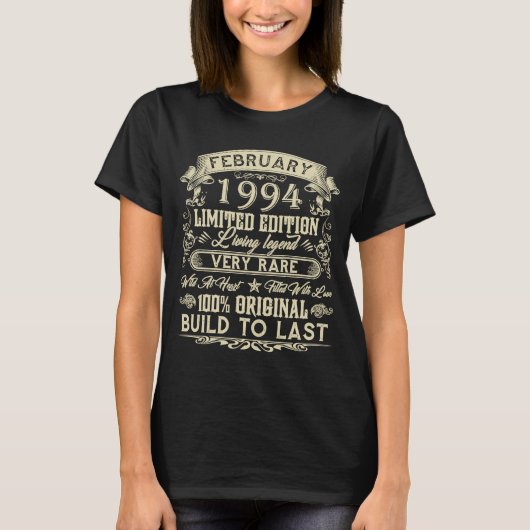 29e verjaardag 29 jaar oude Retro februari T-shirt (Voorkant)