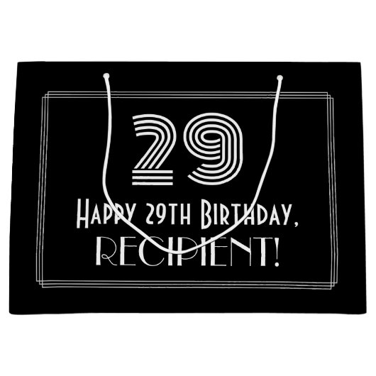 29e verjaardag — Art Deco Geïnspireerde look "29" Groot Cadeauzakje (Voorkant)