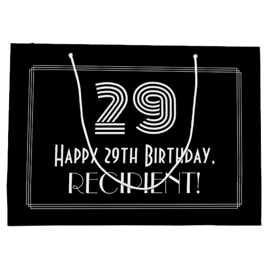 29e verjaardag — Art Deco Geïnspireerde look "29"  Groot Cadeauzakje (Achterkant)