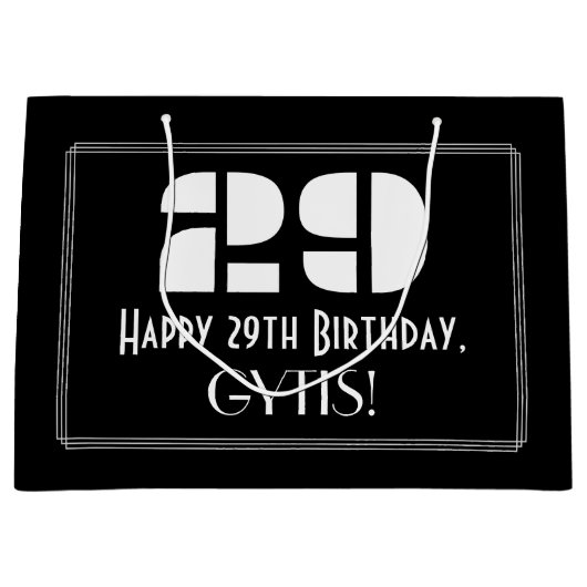 29e verjaardag ~ Art Deco geïnspireerde look "29"  Groot Cadeauzakje (Voorkant)
