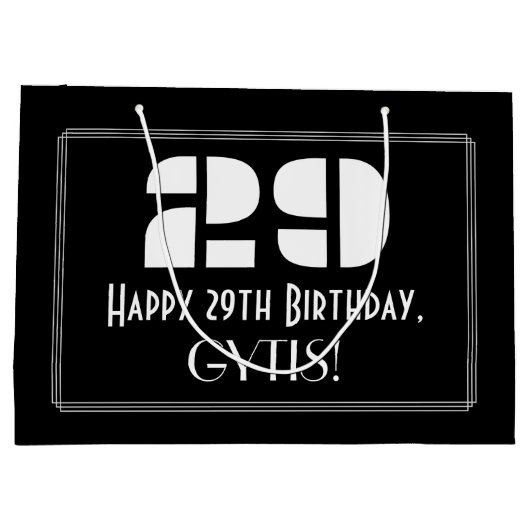 29e verjaardag ~ Art Deco geïnspireerde look "29"  Groot Cadeauzakje (Achterkant)