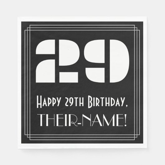 29e verjaardag: Art Deco Geïnspireerde look "29" + Servet (Voorkant)