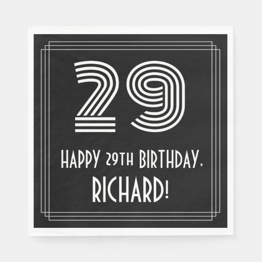 29e verjaardag: Art Deco Geïnspireerde look "29" + Servet (Voorkant)