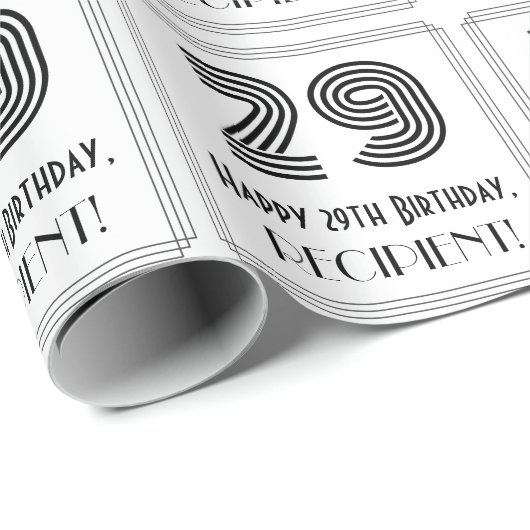 29e verjaardag: Art Deco geïnspireerde stijl "29"  Cadeaupapier (Rol Hoek)