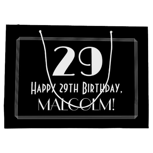 29e verjaardag: Art Deco geïnspireerde stijl "29", Groot Cadeauzakje (Achterkant)