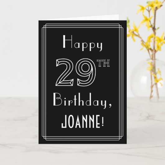 29e verjaardag: Art Deco Style # 29 en aangepaste  Kaart (Gele Bloem)