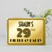29e verjaardag — Art Deco Style "29" en naam Folie Uitnodiging (Staand Voorkant)