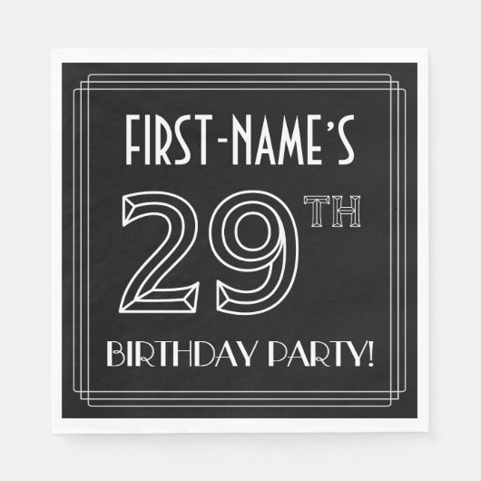 29e verjaardag: Art Deco Style + aangepaste naam Servet (Voorkant)