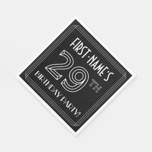 29e verjaardag: Art Deco Style + aangepaste naam Servet (Hoek)