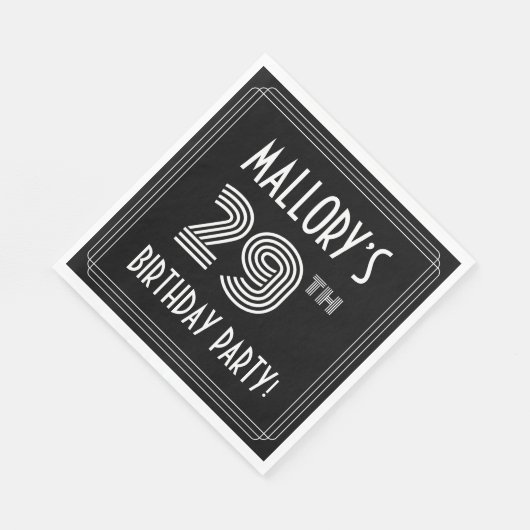 29e verjaardag: Art Deco Style + aangepaste naam Servet (Hoek)