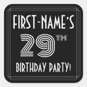 29e verjaardag: Art Deco Style en aangepaste naam Vierkante Sticker (Voorkant)