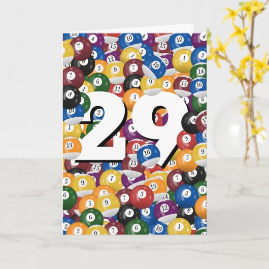 29e verjaardag biljartballen kaart (Gele Bloem)
