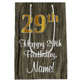 29e verjaardag: Elegant Faux Gold Kijk #, Faux Woo Medium Cadeauzakje (Achterkant)