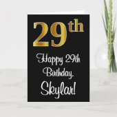 29e verjaardag ~ Elegant Luxe Faux Gold Look # Kaart (Voorkant)