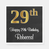 29e verjaardag ~ Elegant Luxe Faux Gold Look # Servet (Voorkant)