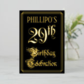 29e verjaardag — Fancy script en aangepaste naam Folie Uitnodiging (Staand Voorkant)
