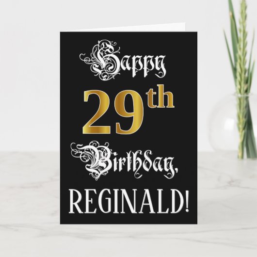 29e verjaardag — Fancy script; Faux Gold Kijk; naa Kaart (Voorkant)