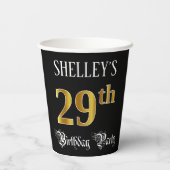 29e verjaardag — Fancy script, Faux Gold look Papieren Bekers (Achterkant)