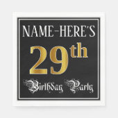 29e verjaardag — Fancy script, Faux Gold look Servet (Voorkant)