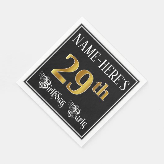 29e verjaardag — Fancy script, Faux Gold look Servet (Hoek)