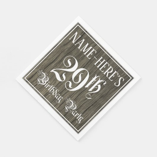 29e verjaardag — Fancy script, kijk op hout Servet (Hoek)