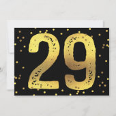 29e verjaardag Faux Gold Foil Confetti Black Kaart (Voorkant)
