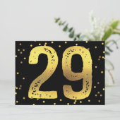 29e verjaardag Faux Gold Foil Confetti Black Kaart (Staand voorkant)