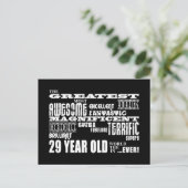 29e verjaardag feest grootste negenentwintig jaar  uitnodiging briefkaart (Staand voorkant)