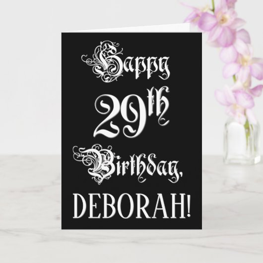 29e Verjaardag: Fijne, Elegante Script + Aangepast Kaart (Orchidee)