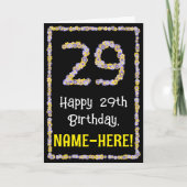 29e verjaardag: Floral Flowers Number, Custom Name Kaart (Voorkant)