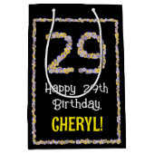 29e verjaardag: Floral Flowers Number, Custom Name Medium Cadeauzakje (Voorkant)