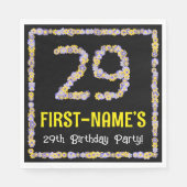 29e verjaardag: Floral Flowers Number, Custom Name Servet (Voorkant)
