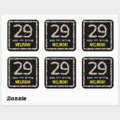 29e verjaardag: Floral Flowers Number, Custom Name Vierkante Sticker (Vel)