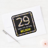 29e verjaardag: Floral Flowers Number, Custom Name Vierkante Sticker (Envelop)