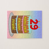 29e verjaardag: Fun Cake and Candles + Custom Name Legpuzzel (Horizontaal)