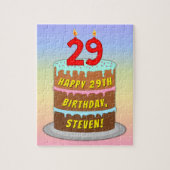 29e verjaardag: Fun Cake and Candles + Custom Name Legpuzzel (Verticaal)