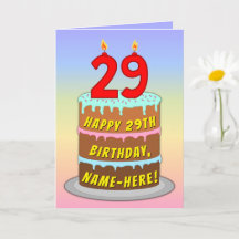 29e verjaardag — Fun Cake & Candles, w/ Eigen naam