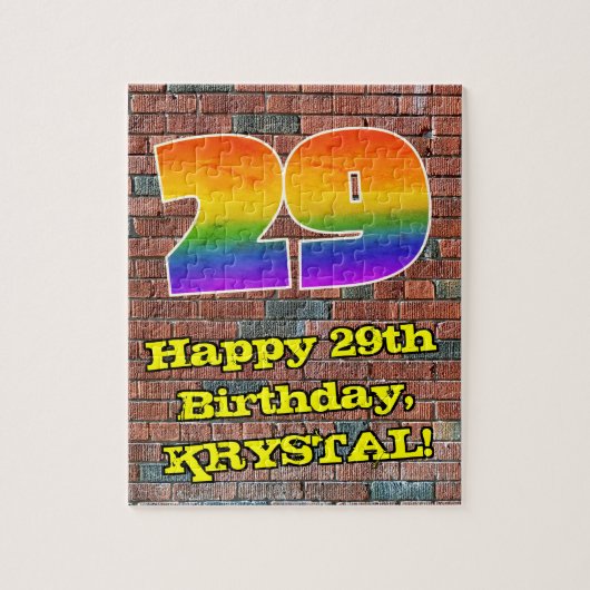 29e verjaardag: Fun Graffiti-geïnspireerde regenbo Legpuzzel (Verticaal)