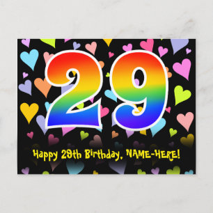 29e verjaardag: Fun Hearts Patroon, Regenboog 29 Briefkaart
