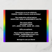 29e verjaardag: Fun, kleurrijk regenboogpatroon Folie Uitnodiging (Achterkant)