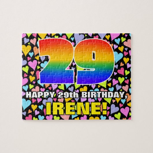 29e verjaardag — Fun, liefhebbende hartvormen + "2 Legpuzzel (Horizontaal)