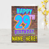 29e verjaardag - Fun, Urban Graffiti geïnspireerd  Kaart (Gele Bloem)