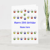 29e verjaardag gepersonaliseerde cupcakes kaart (Voorkant)