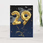 29e verjaardag Gold Mylar ballon en Confetti Card Kaart (Voorkant)