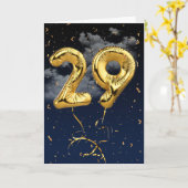 29e verjaardag Gold Mylar ballon en Confetti Card Kaart (Gele Bloem)