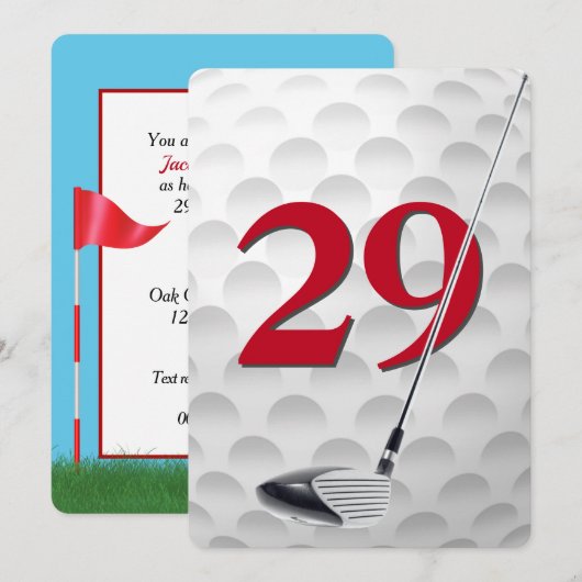 29e verjaardag golf thema feest kaart (Voorkant / Achterkant)