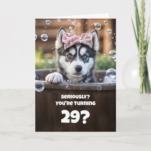 29e verjaardag Husky badkuip grappig leuk Kaart (Voorkant)