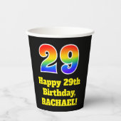 29e verjaardag: Kleurrijk, Leuk, Spannend, Regenbo Papieren Bekers (Voorkant)