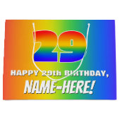 29e verjaardag: kleurrijk, vun regenboogpatroon # groot cadeauzakje (Voorkant)